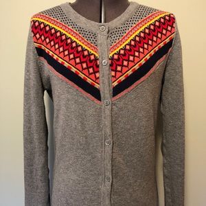 Gray and multi colored cardigan